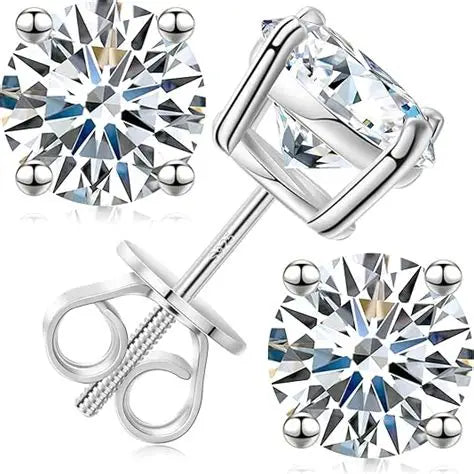 Moissanite Earrings-Silver(Screw-on)