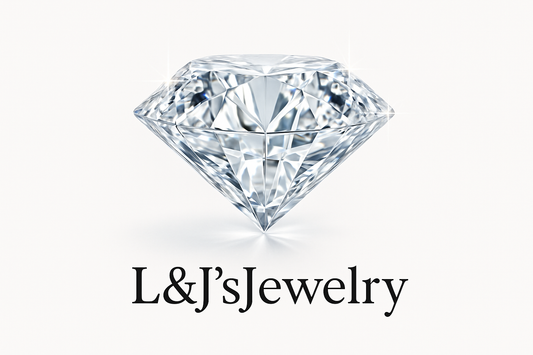 transparent diamond with L&J'sJewelry name under it